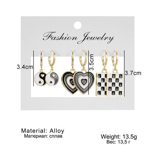 Cross-border Cartoon Bear Balloon Dog Colorful Resin Earrings Dripping Oil Flower Tai Chi Love Alloy Earrings Wholesale