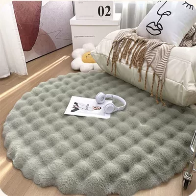 Log Erasable and Washable: Car Carpet - matcha-color-bubble-velvet-round-diameter-35cm