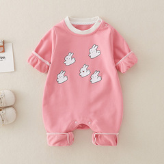 嬰兒衣服純棉a類女寶寶公主春裝新生兒連體衣超萌外出哈衣爬服