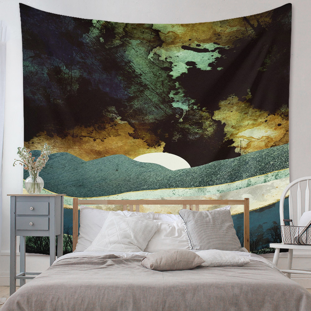 Bohemian Moon Mountain Painting Wall Cloth Decoration Tapestry Wholesale Nihaojewelry display picture 206