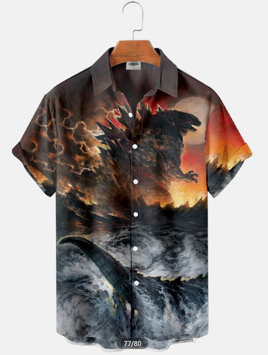 Trend de moda para hombres transfronterizos Camisa de manga corta hawaiana Camisa estampada digital 3D Transfronteriza Amazon
