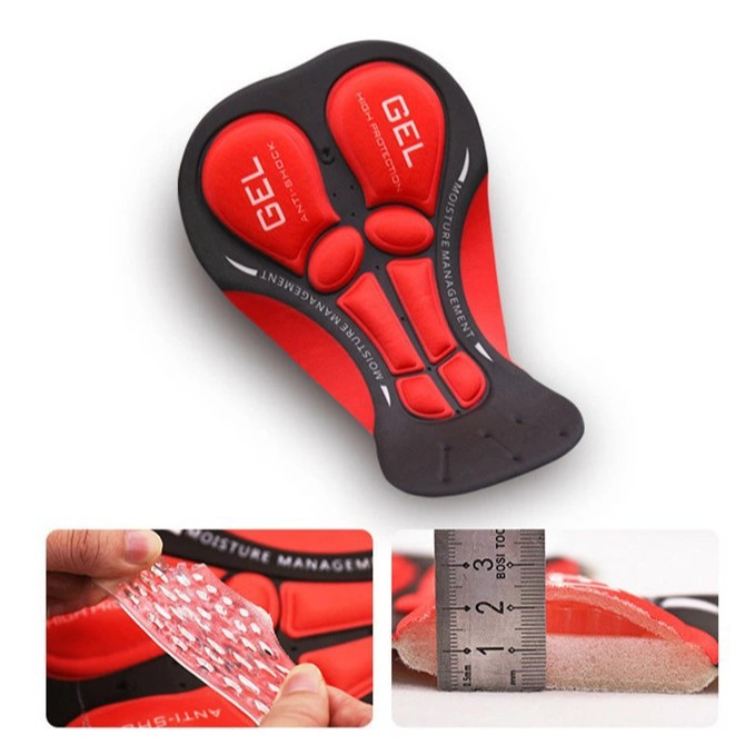 Cycling Pants with Buckle Straps and Red Silicone Gel Seat Cushion, Suitable for Road and Mountain Bike Riding Gear