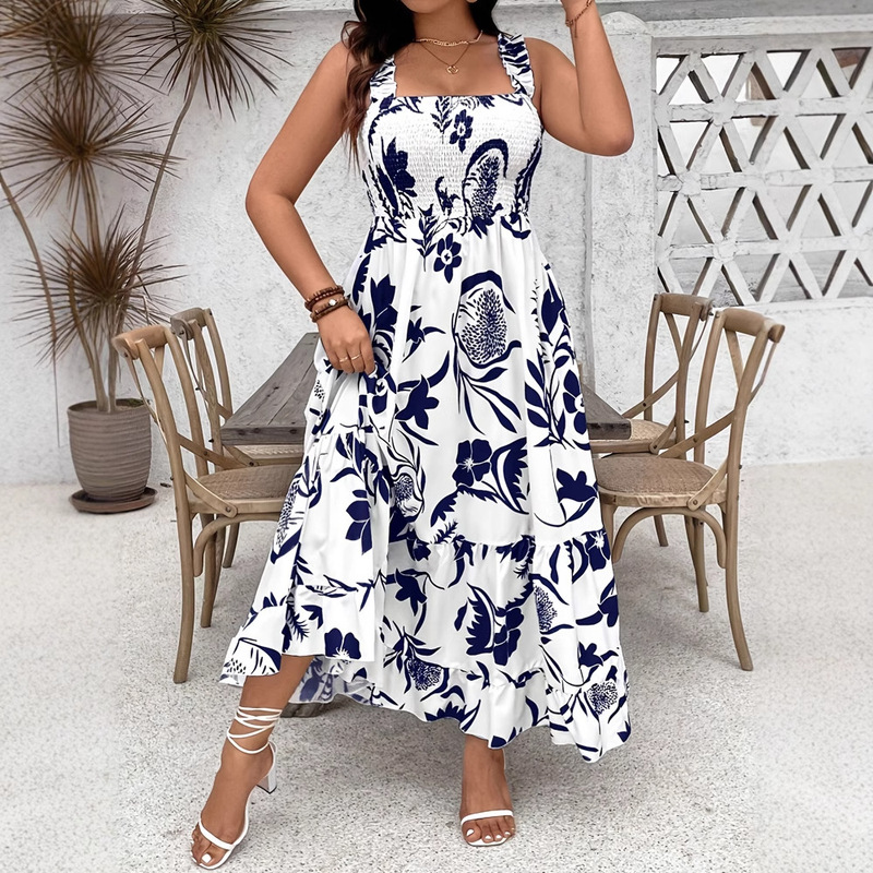 2025 Amazon New SHEIN plus size Women's Vacation Style Printed Mid-Length dress