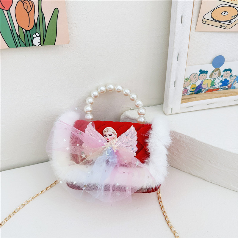 Lindo de los niños de Año Nuevo de moda rojo de la Perla bolso de moda del todo-fósforo de la cadena de bolsa de mensajero de las niñas Cambio de bolsa de hombro