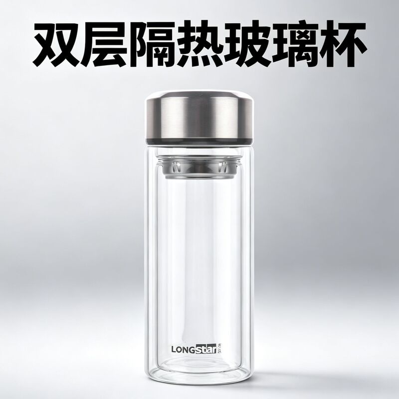 Glass Cup for Business Office, Double-Layer High Borosilicate Glass Cup, Insulated Cup, Men's Water Cup, Car-Mounted Heat-Resistant Tea Cup Glass Cup for Business Office, Double-Layer High Borosilicate Glass Cup, Insulated Cup, Men's Water Cup, Car-Mounted Heat-Resistant Tea Cup