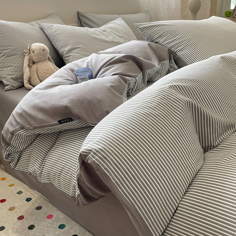 Algodón simple de cuatro piezas de algodón 2025, nueva sábanas cubiertas de ropa de cama dormitorio tres piezas