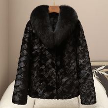 工厂现货2025海宁冬季新品狐狸毛领拼貂皮草外套休闲方领真貂大衣