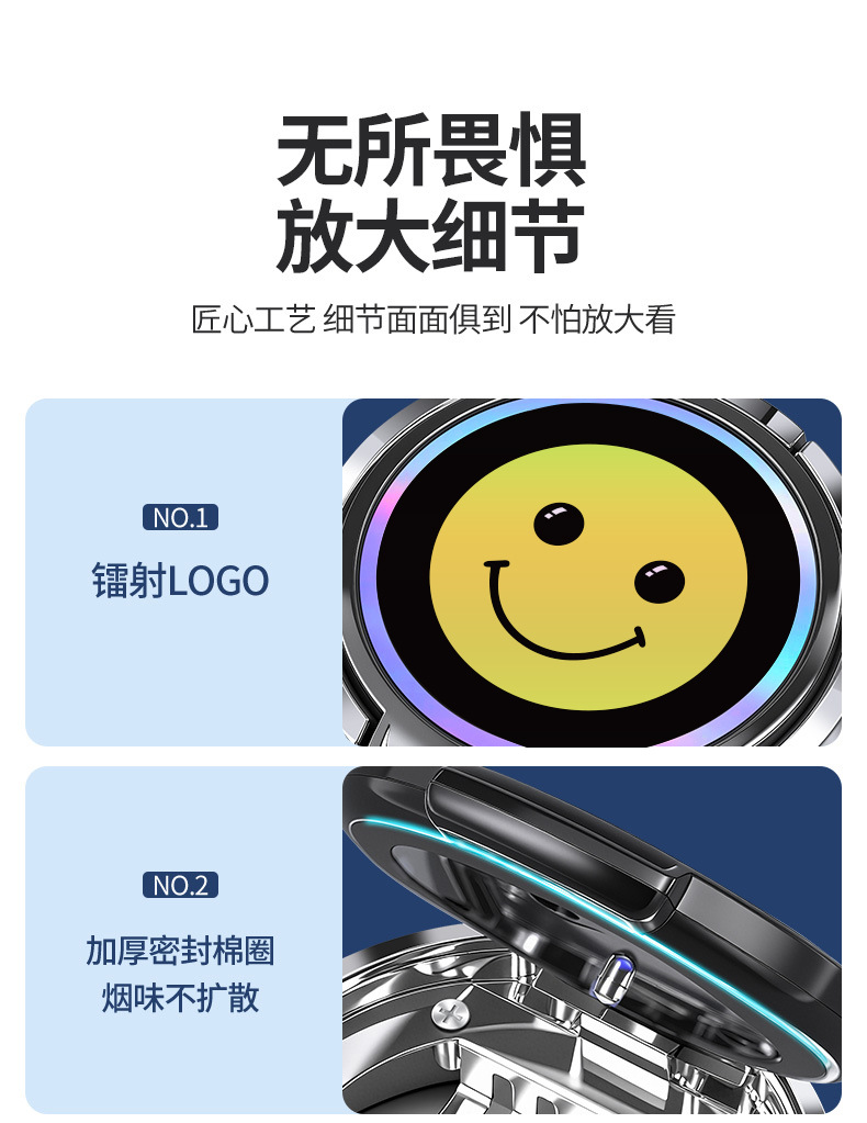Car Ashtray with a High-End Feel, Ceramic Liner, Non-Spilling Ashtray, Anti-Ash Flying Ashtray, Small Size