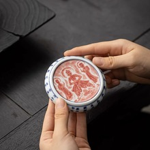 敦煌文创云窟柴烧拓印盖置盖托陶瓷壶承杯盖子盖碗托中式配件杯垫