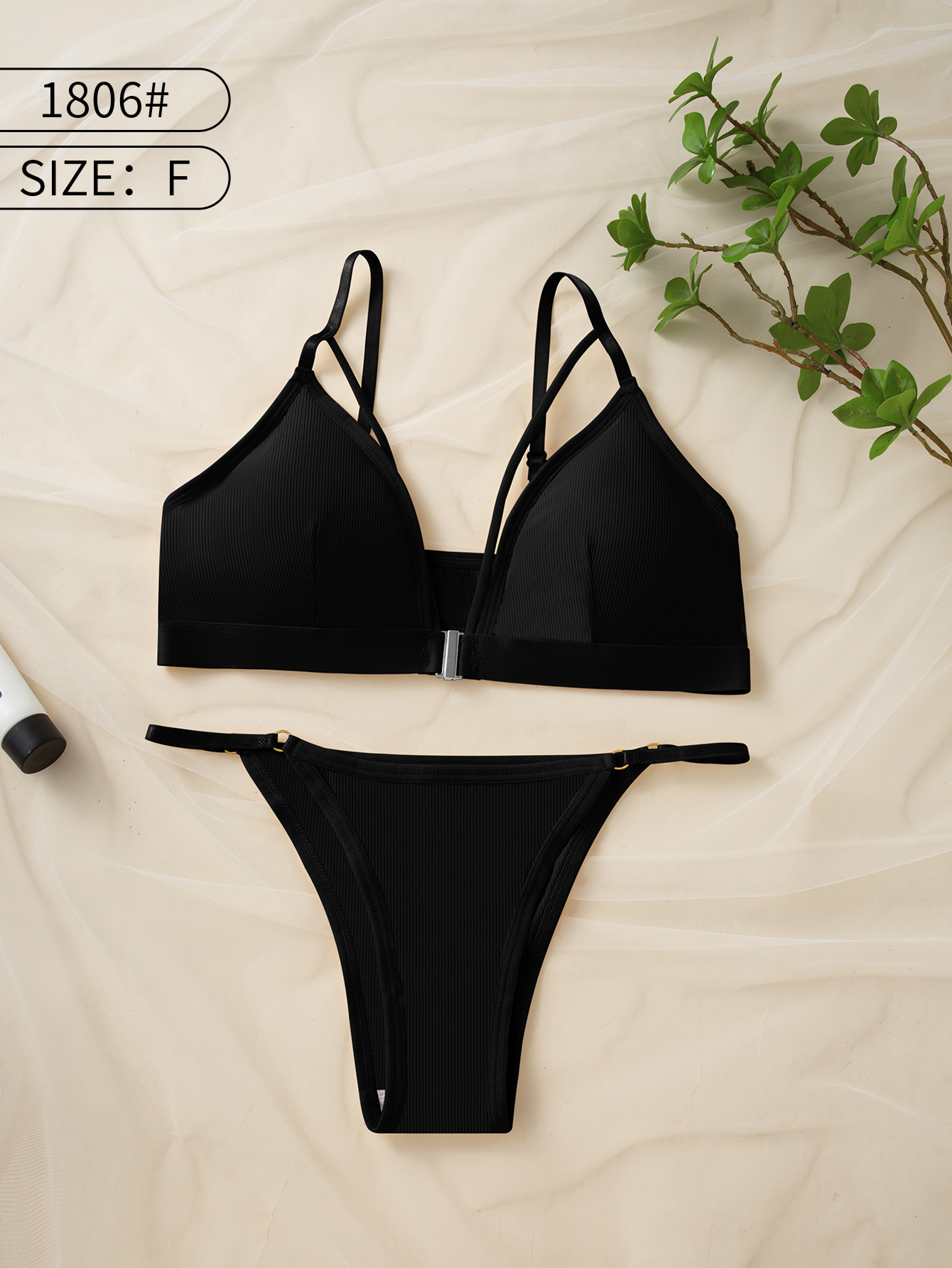 Nuevo diseño de botón delantero de hielo de color sólido francés correa de hombro ajustable Bra Thong Set para mujeres