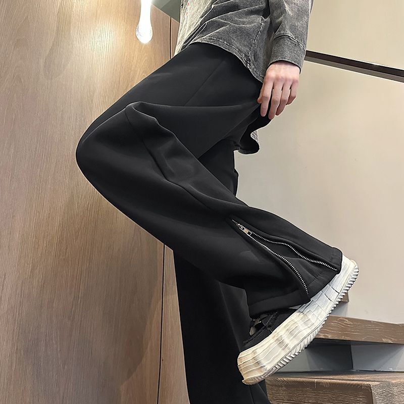 Men's Spring and Autumn Sweatpants with Flared Legs, Versatile Long Pants, 2026 American High Street Style, Slightly Flared Wide Pants with Zipper, Hot-Selling Item