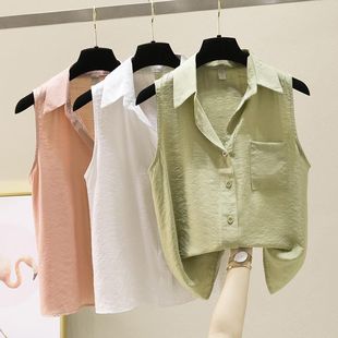2025 Summer New Fashionable Korean Style Loose Design Sense Female Niche Shirt Women's Stylish Age-reducing Sleeveless Top Trendy