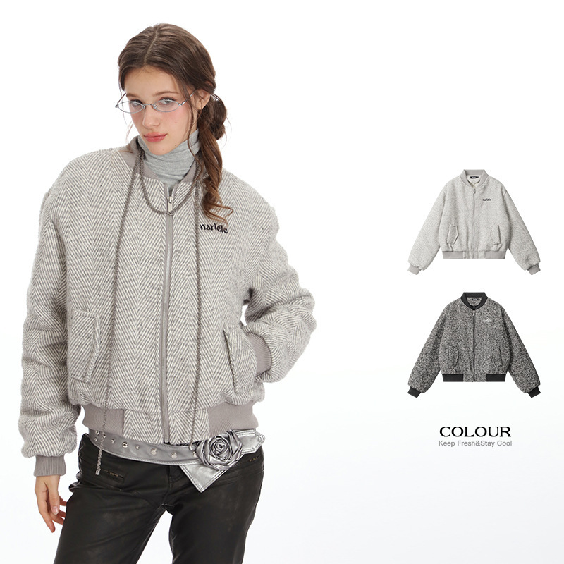 HeyHenry American Retro Stand Collar Versatile Cotton Jacket, Trendy Brand Chanel Style Short Zipper Cotton Coat for Women