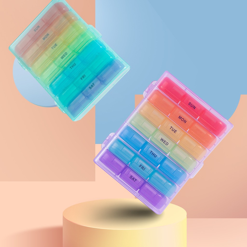 一周7天一日3次21格药盒防水便捷大容量分装食品级塑料药品收纳盒