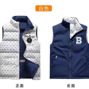 Vest double-sided men's autumn and winter young men's down cotton-padded coat thickened cotton-padded jacket waistcoat vest coat letters