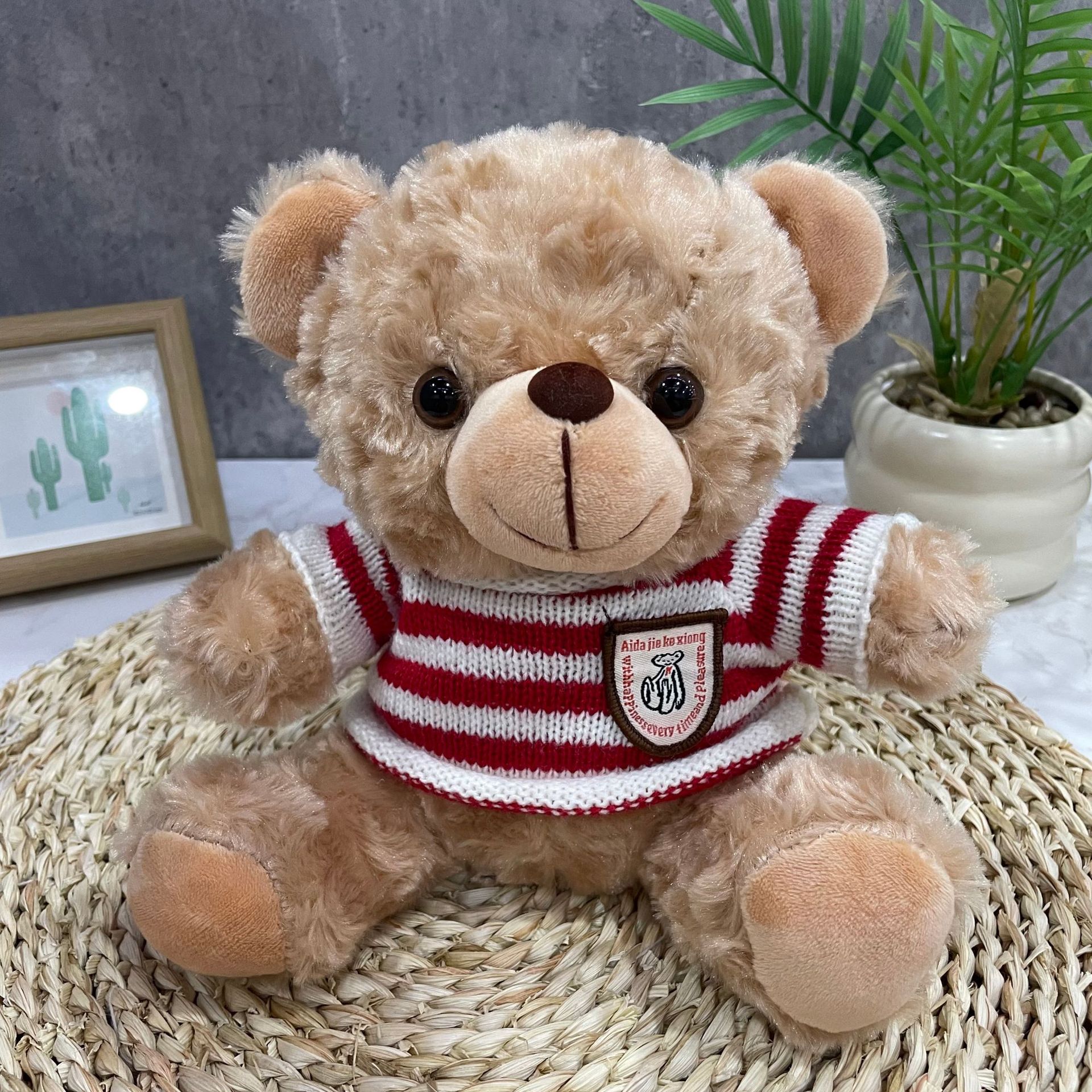 Teddy Bear se puede imprimir LOGO evento de vacaciones muñeca regalo para el hogar adornos de escritorio abrazar juguetes de peluche