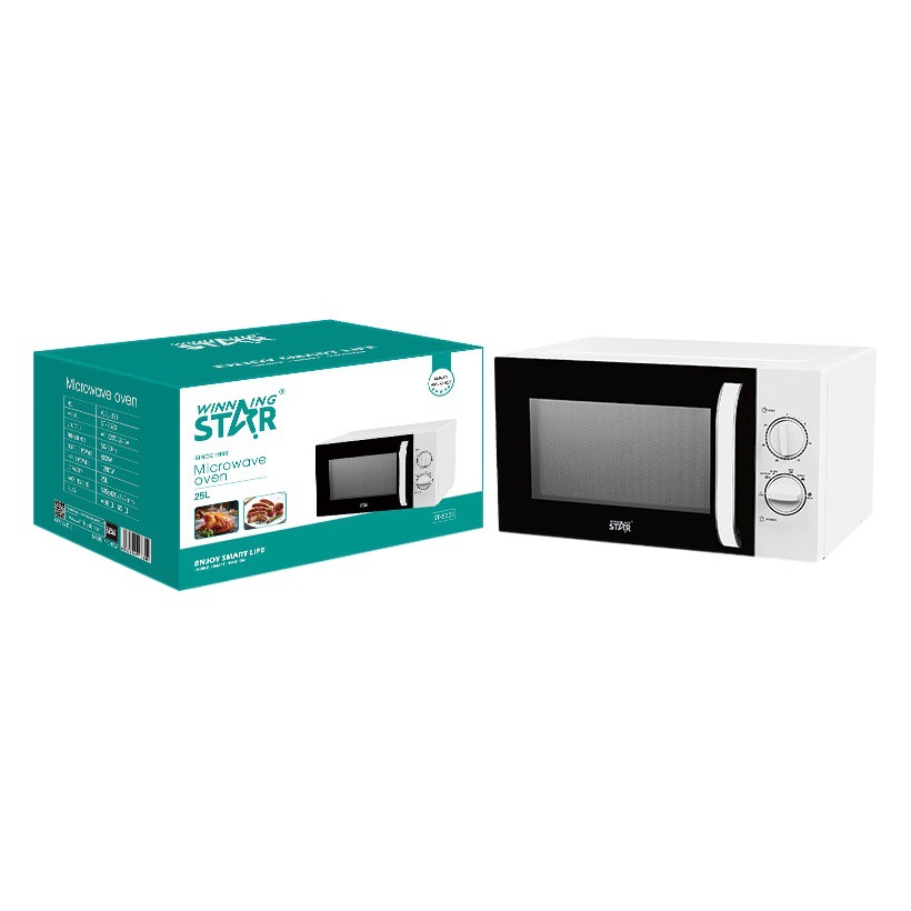 Horno microondas mecánico WinningStar 25L, multifuncional para el hogar, con plato giratorio y función de calentamiento para repostería