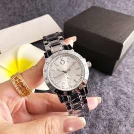 时尚个性创意银色白面粉饰女表个性图案盘钢带商务手表抖音热销款