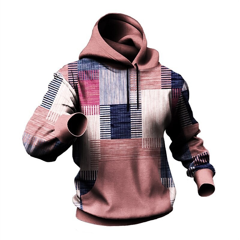 Graphic patchwork fashion daily basic men's 3D printing hoodie pullover sports outdoor vacation leisure bathroom