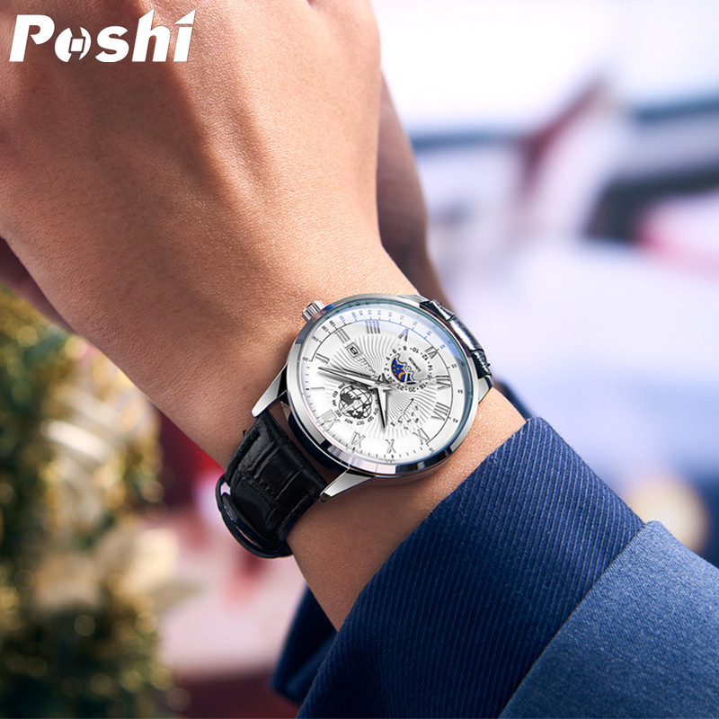 Poshi bienes genuinos, reloj de cuarzo, calendario impermeable, reloj deportivo