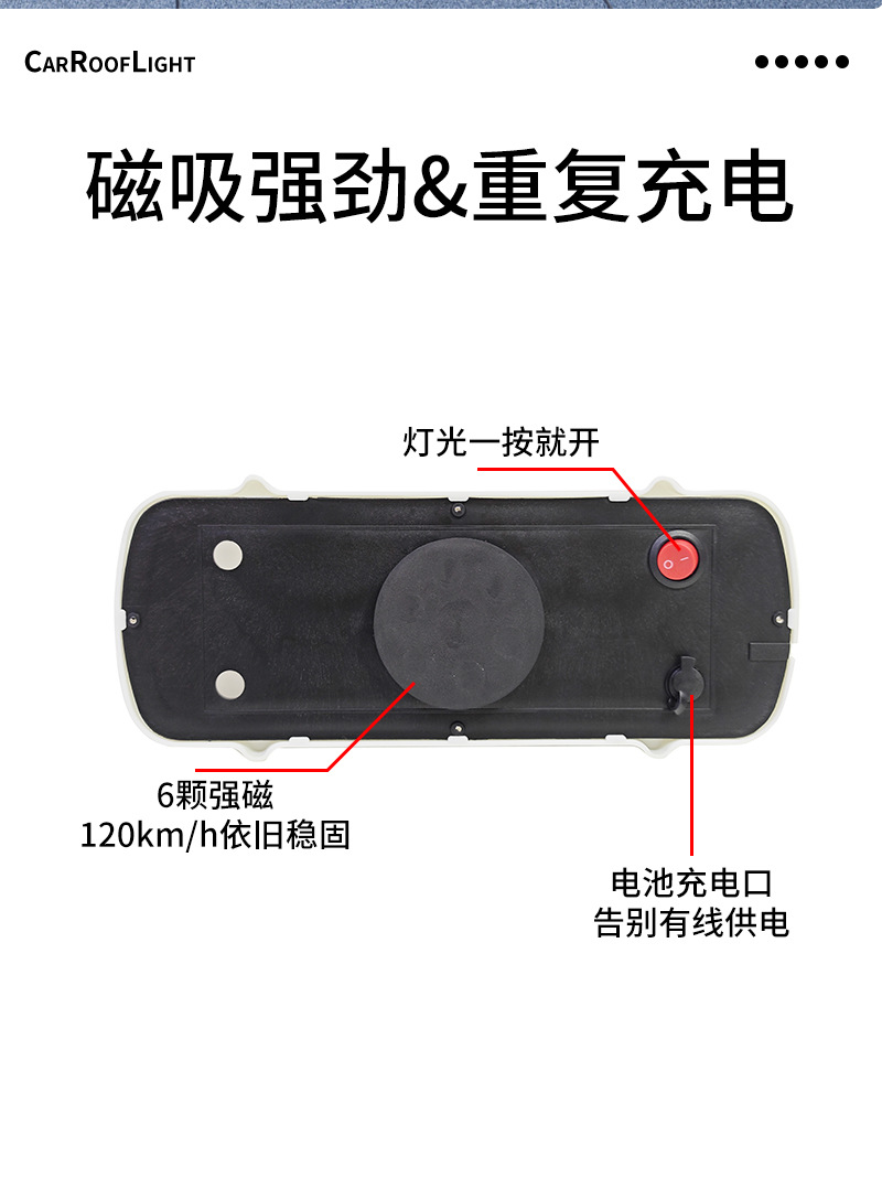 New Car Roof Light, Super Round Magnetic Car Taxi Light, Universal Pull-Up Car Led Roof Light