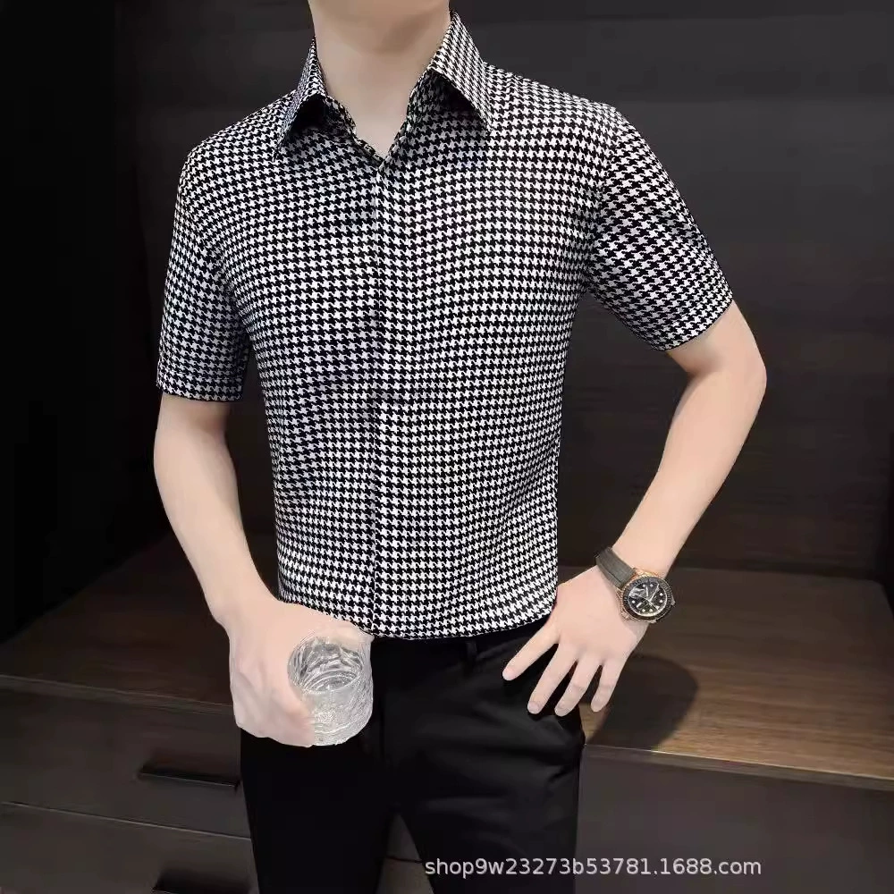 Летняя модная рубашка, для подростков, премиум, slim fit