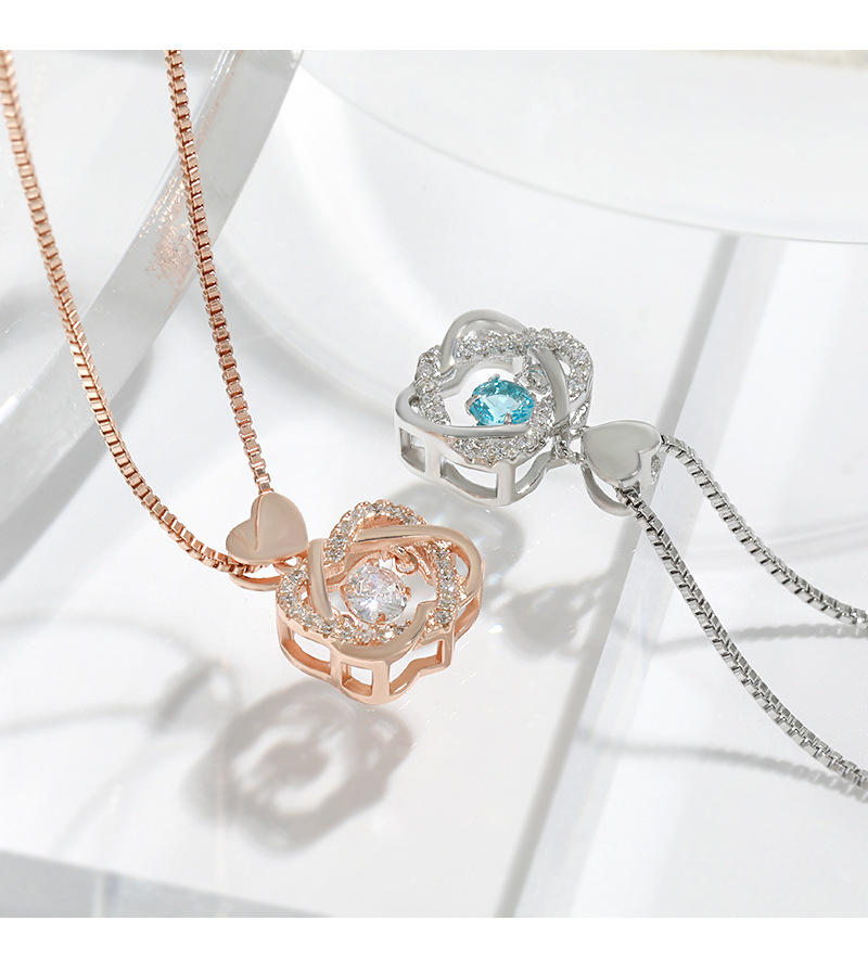 Simple Style Heart Shape Copper Rhinestones Pendant Necklace 1 Piece