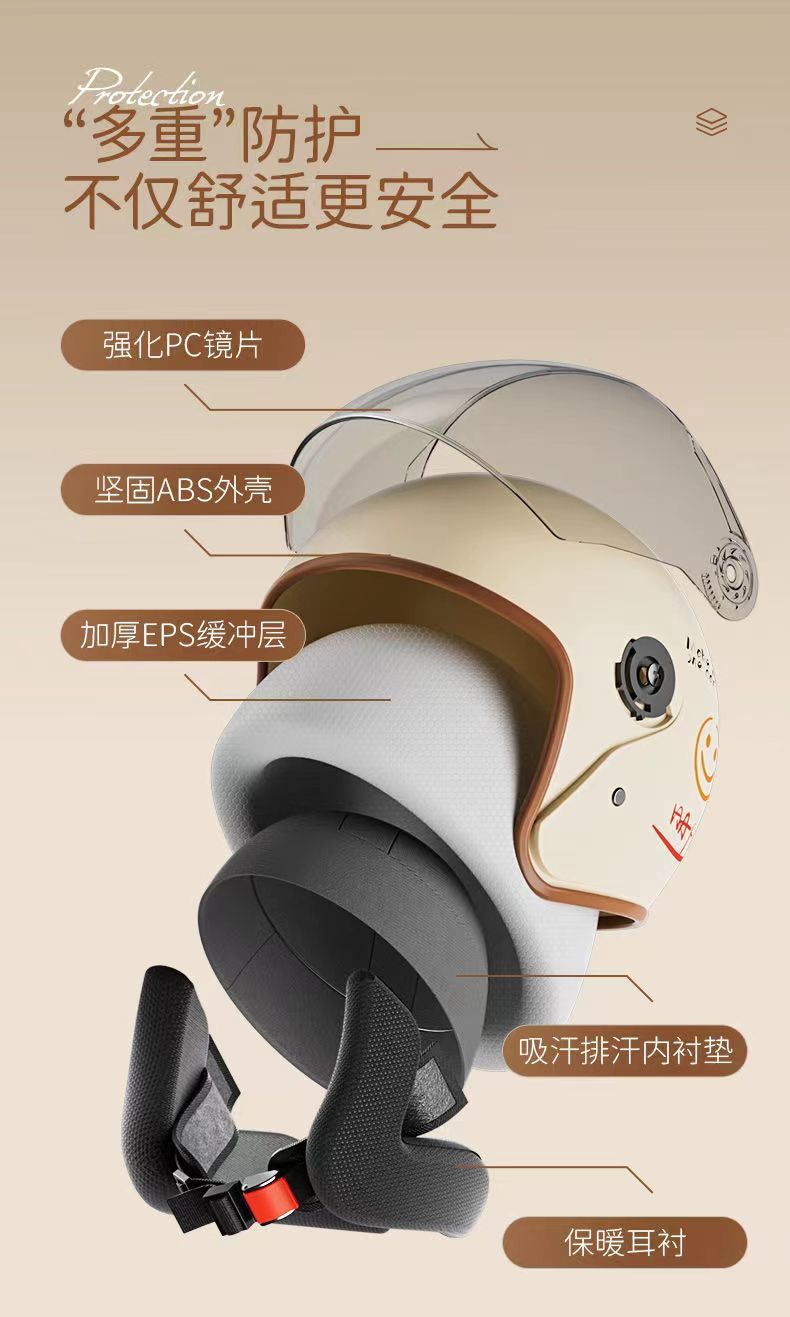 Suitable for Electric Car Helmet Winter Cold-proof Warm-keeping Anti-fall Men's and Women's Motorcycle Hats Half Helmet