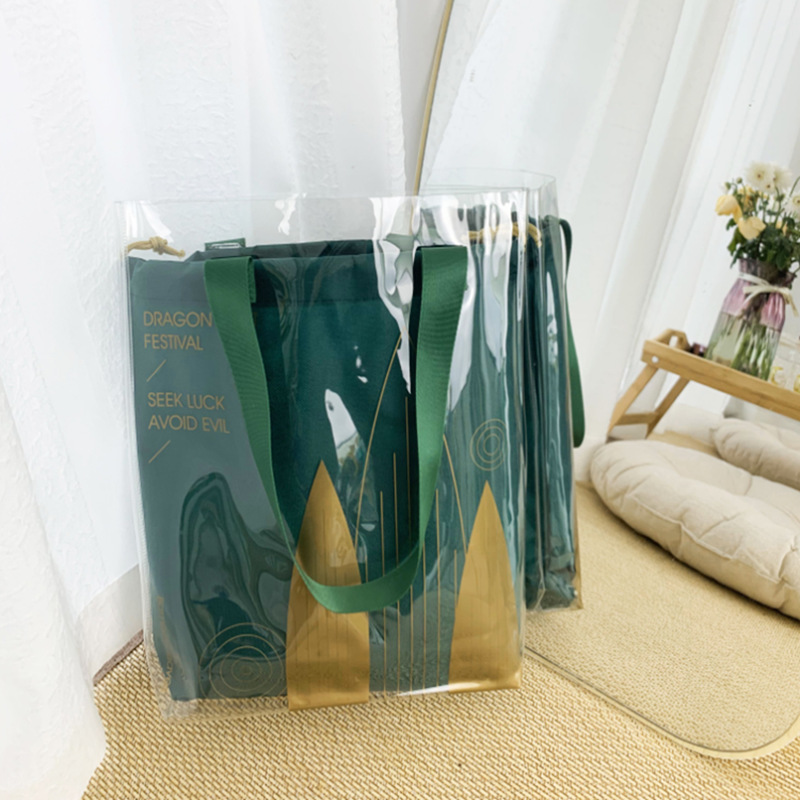 新款端午节礼袋透明手提袋塑料袋pvc透明礼物袋高级感粽子包装袋