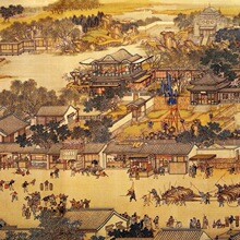 清明上河图清明清古典墙纸壁画办公室酒店餐厅电视背景墙壁纸壁画