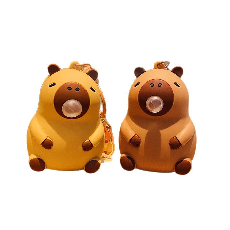 Capybara Plush Keychain With Bubble Blowing Stress Relief Feature_voghion.com