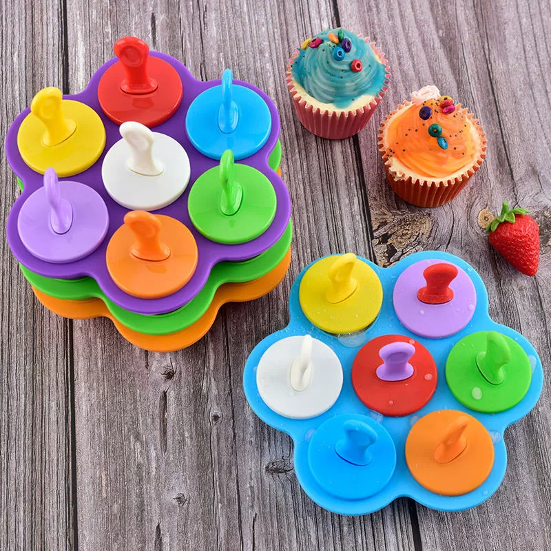 Colorful mold, ice cubes, hockey, ice cream