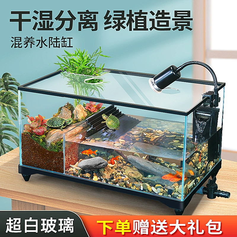 Черепаха аквариум амфибия аквариум ультра-белый стеклянный эко-ландшафтный цилиндр для небольших вилл