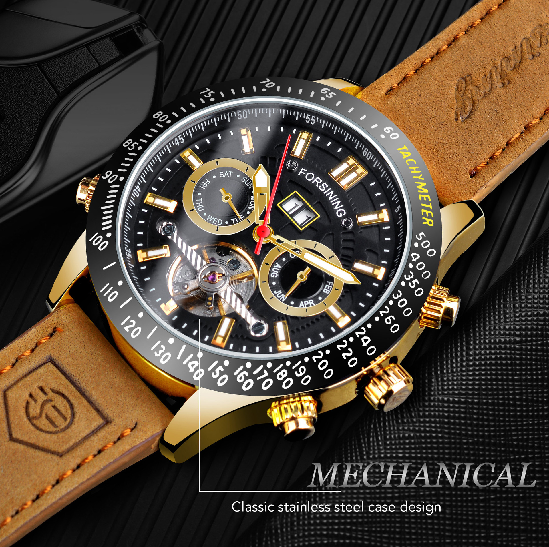 Men's Automatic Mechanical Watch With Leather Strap And Tourbillon_voghion.com