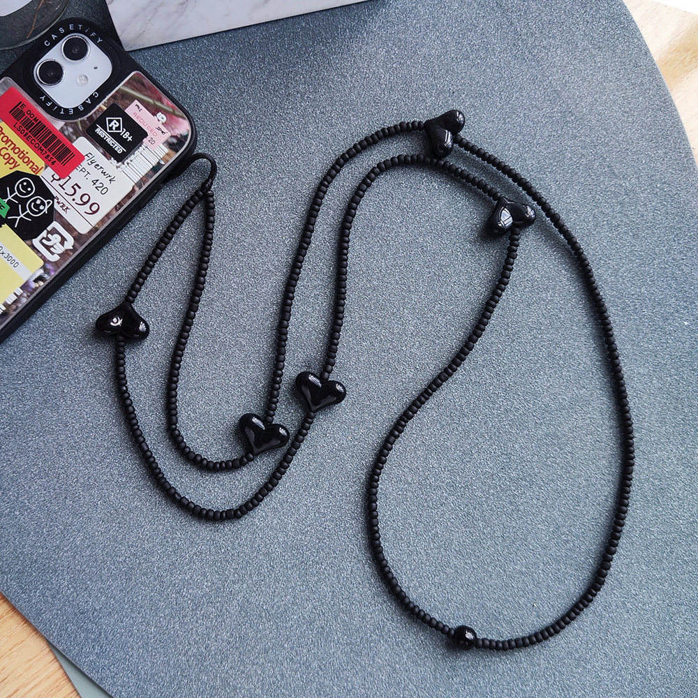 KKBEAD Japanese-Korean Style Xiaozhong Rice Beads Love Crossbody Long Mobile Phone Chain Pendant Jewelry Mobile Phone Shell Lanyard
