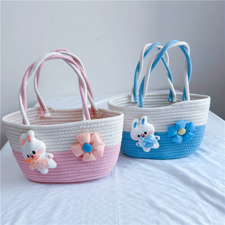 Новая тканая сумка премиум-минималистская сумка соломенная сумка хлопковая веревка тканая сумка мультяшный компаньон подарочная корзина сумка