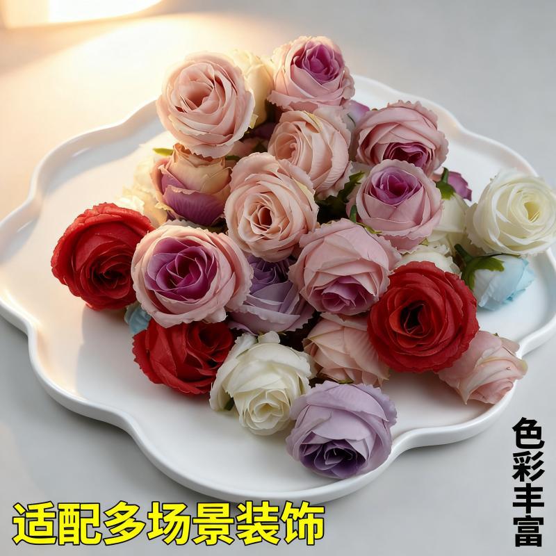 Simulated Small Rose Flower Heads DIY Flower Buds Wedding Scene Layout Photography Props Home Decoration Artificial Flowers
