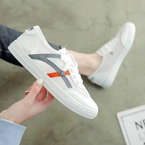 2024 new summer Korean style women's casual sneakers, comfortable and versatile, trendy and breathable mesh shoes, flat-soled white shoes