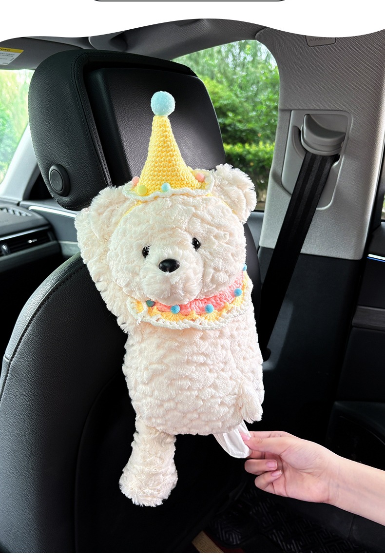 Car Tissue Box Creative Doll Piggy Elephant Household Tissue Hanging Bag Car Seat Back Hanging Tissue Box