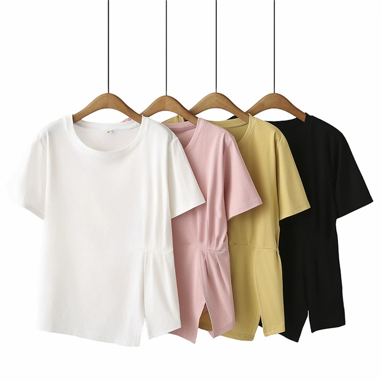 Летняя одежда 2024 новый большой размер женский топ толстый MM дикая талия, чтобы покрыть живот с круглым вырезом и коротким рукавом футболка 458