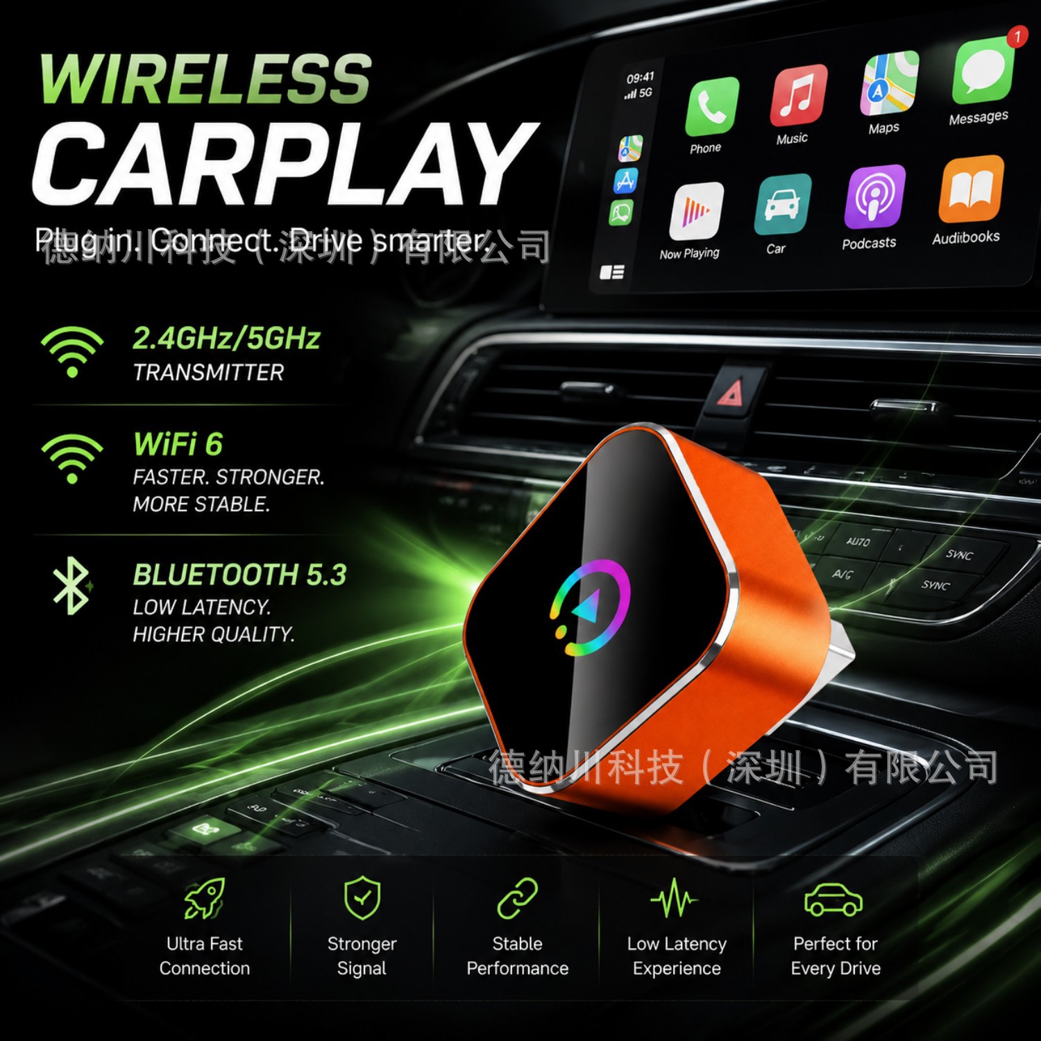 Cross-Border Hot-Selling Wired-To-Wireless Carplay Android Auto Adapter Two-In-One Car Smart Connectivity Box