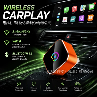 Cross-Border Hot-Selling Wired-To-Wireless Carplay Android Auto Adapter Two-In-One Car Smart Connectivity Box
