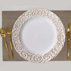 欧式宴会盘派对玫瑰金餐盘跨境烫金镂空餐垫隔热垫酒店西餐垫