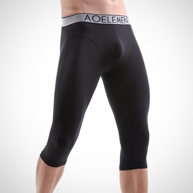 Men's Anti-wear Leg Sports Long Leg Panties Cropped Pants Summer Quick-drying Men's Boxers Running Long Boxers