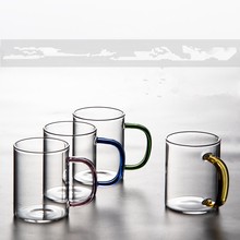 加厚耐热玻璃杯带把玻璃马克杯水杯绿茶茶杯杯子家用办公耐高温