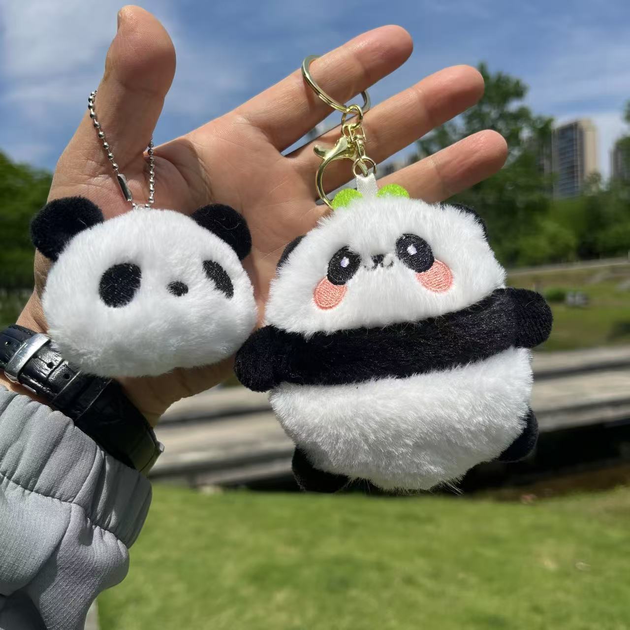 可爱毛绒吱吱叫大熊猫公仔玩偶挂件钥匙扣包包挂饰品配件抓娃娃机