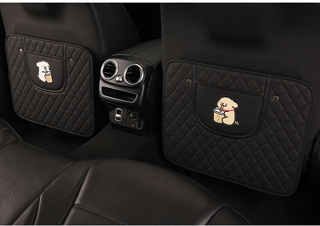 Universal Rear Seat Anti-Kick Pad for Cars, Leather Cartoon Car Seat Backrest Anti-Dirt Protective Mat, Dirt-Resistant Storage Pad