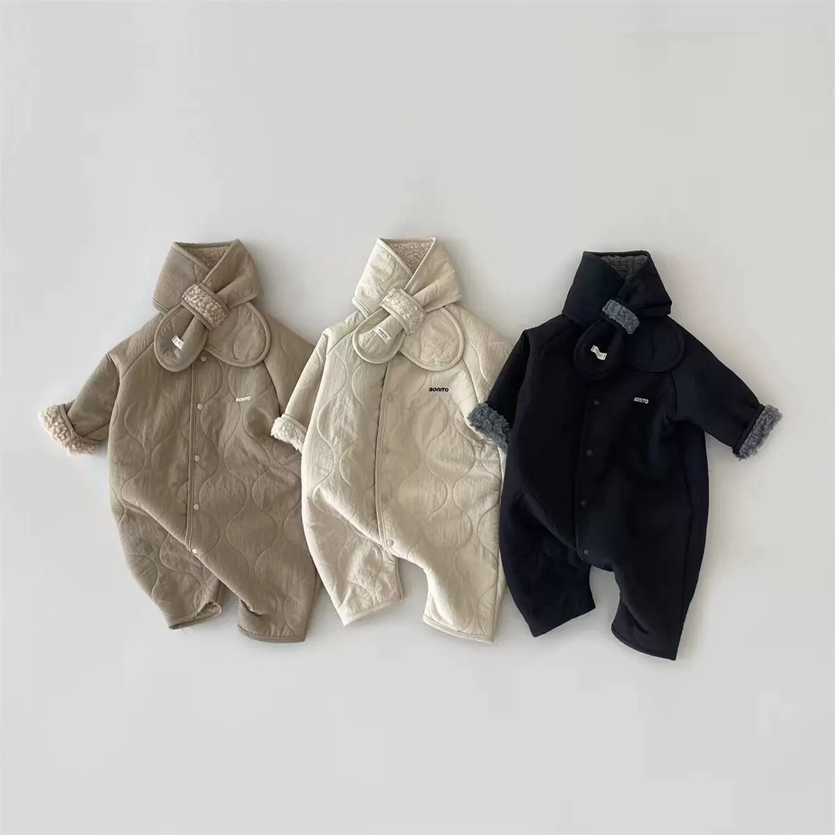 韩版童装秋款男女婴童羊羔绒连身衣外出服加绒加厚保暖爬服连体衣