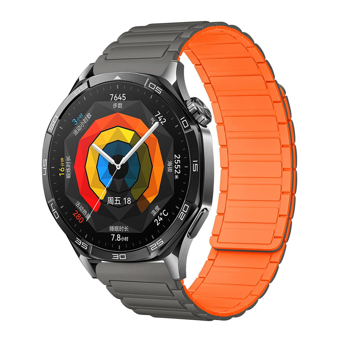 The watch4567 Armored I-shaped three-bead silicone magnetic watch strap is suitable for Huawei gt3, GT4 and GT5 watches undefined
