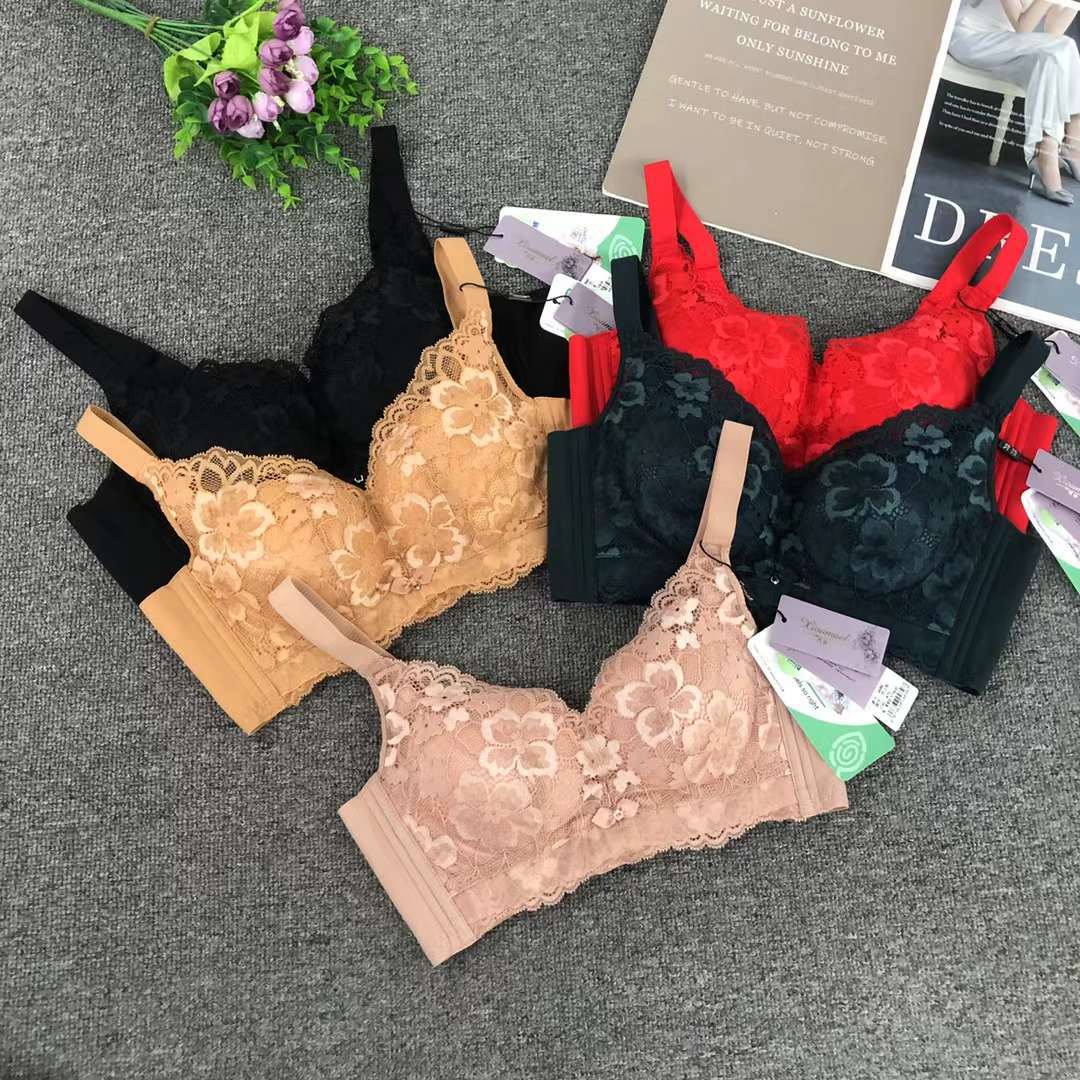 Nuevo sujetador de alta calidad de moda de encaje jacquard transpirable y cómodo ajuste lateral de pecho de cuatro botones ropa interior mujer image 1